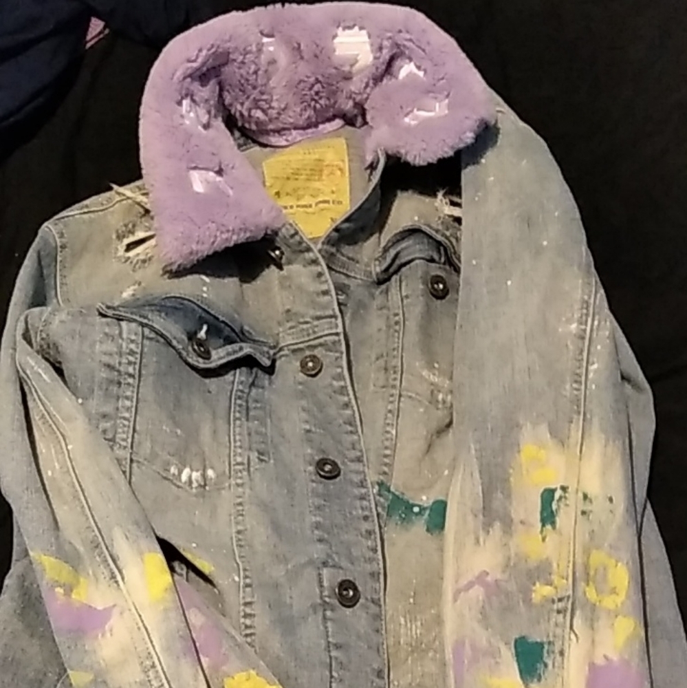 Purple Paint Splatter Denim Jacket